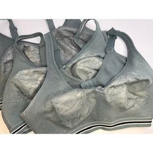 Lot of 3 Cacique Teal Lace Unlined Full Coverage No-Wire Bralette Bra 42DD 2198